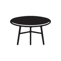 A black and white illustration of a round table design on a white background vector