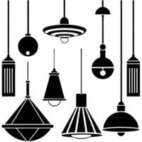 A set of different types of lamps and lights design on a white background vector