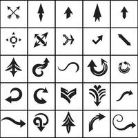 A set of arrows and arrows silhouette icons design on a white background vector