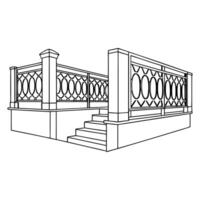 A drawing of a railing with a stairway design on a white background vector