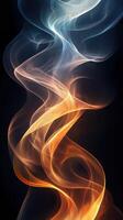 Colorful smoke waves create artistic patterns against a dark background in a mesmerizing display photo