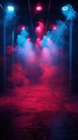 Vibrant light show in a foggy corridor showcases dynamic colors and ambient atmosphere at an evening event photo