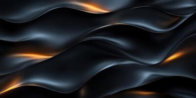 Flowing black waves with hints of golden light create a dynamic texture in a modern abstract design photo