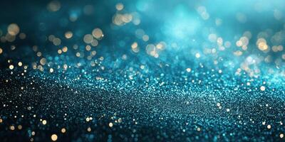 Shimmering blue and gold particles create a magical atmosphere in a sparkling display of light and color photo