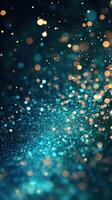 Sparkling blue and gold bokeh creates a magical atmosphere in abstract art photo