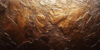 Textured metallic surface with rich golden and bronze hues showcasing natural patterns and reflections photo