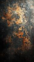 Textured wall surface with rust and decay in dim light creates a unique ambiance for artistic projects and backgrounds photo