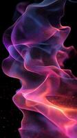 Colorful swirl of fluid shapes creating dynamic visual movement against a dark background photo