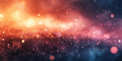 Colorful bokeh lights create a dreamy atmosphere in a cosmic setting at dusk photo