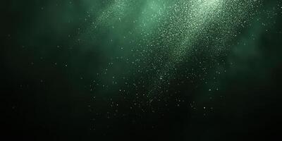 Starlit green dust particles floating in dark space create an ethereal atmosphere during a celestial event photo