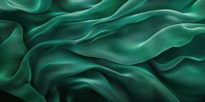 Elegant turquoise fabric waves flowing softly in a gentle pattern under studio lighting photo