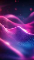 Vibrant abstract wave patterns in purple and blue hues create a visually striking digital landscape photo