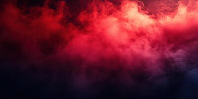 Vibrant red and black smoky backdrop creates an intense atmosphere in a dimly lit environment photo