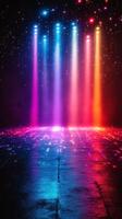 Colorful light display creates an enchanting atmosphere in a dark setting at a night event photo