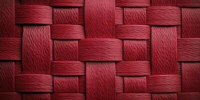 Red woven textile background showcasing intricate patterns and textures photo