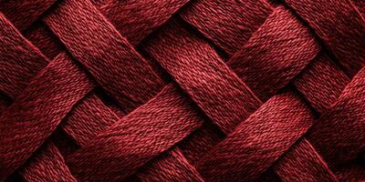 Deep red woven fabric showcasing intricate patterns and textures, perfect for crafts and design projects photo