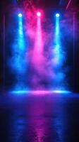 Colorful lighting with fog creates an immersive atmosphere in a performance space during an evening event photo