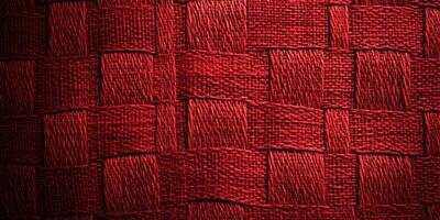 Woven red textile showcases intricate patterns and textures, highlighting craftsmanship and design in fabric artistry photo