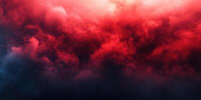 Dramatic red and black clouds create an intense and moody atmosphere during twilight photo