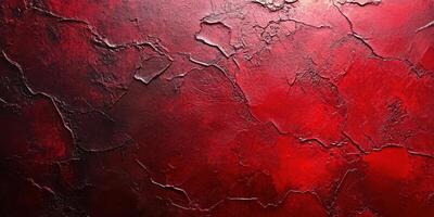 Abstract textured wall with rich red hues and deep cracks resembling an artistic masterpiece photo