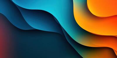 Abstract wave patterns in vibrant hues of blue, green, and orange create a dynamic visual experience for artistic inspiration photo
