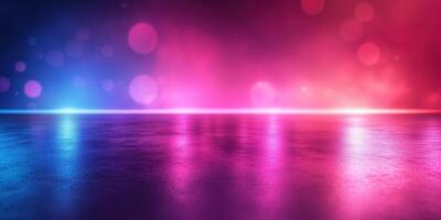 Colorful lights create a vibrant atmosphere at an indoor event in the evening photo