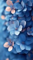 Beautiful blue flowers with delicate petals and soft lighting create a serene atmosphere in a floral garden photo