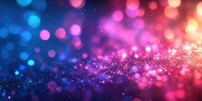Vibrant color bokeh background with sparkling effects in blue, pink, and purple shades during nighttime photo