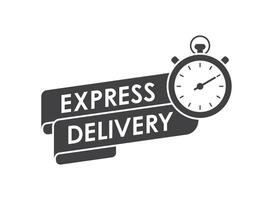 Express delivery logo with a clock and ribbon vector