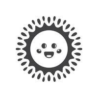 Sun icon with smiling face on white background vector
