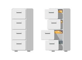 Two filing cabinets with files and folders vector