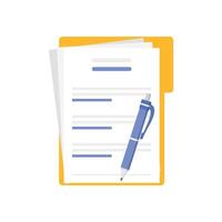 A pen and paper are sitting on top of a document vector