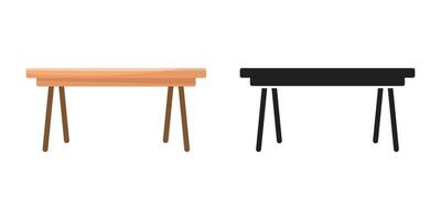 Two wooden tables with legs on a white background vector