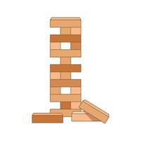 Jenga tower with blocks on a white background vector