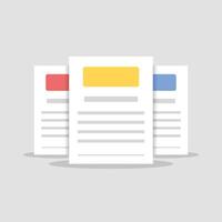 Three papers with a yellow and red button vector