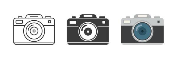 Three different types of cameras on a white background vector