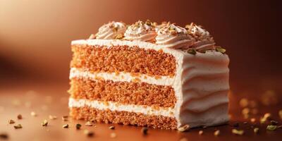 Savory dessert cake with layers of cream and nuts captured in a cozy kitchen setting during the afternoon photo