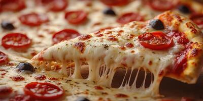 Delicious pepperoni pizza with melted cheese and fresh toppings served hot from the oven at a cozy restaurant photo