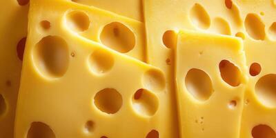 Slices of yellow cheese with holes arranged in a creative pattern in a bright kitchen setting photo