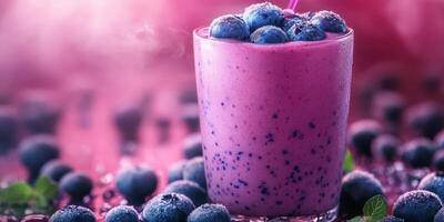 Refreshing blueberry smoothie with fresh berries and vibrant colors on a summer afternoon photo