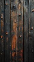 Wooden planks with a dark finish and rustic texture create a warm, inviting atmosphere for any space photo