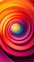 Vibrant concentric circles create a stunning visual effect in a colorful abstract design featuring warm and cool tones photo