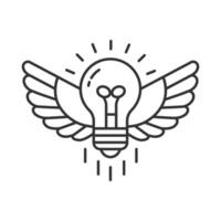 A light bulb lamp with wings icon isolated. vector