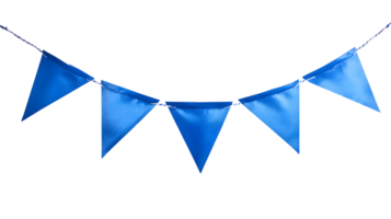 Festive Blue Triangular Flags Hanging on String png