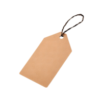 Plain Beige Cardboard Tag with String Isolated png
