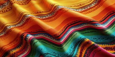 Vibrant textile patterns showcase rich colors and intricate designs in a textile studio during daylight hours photo