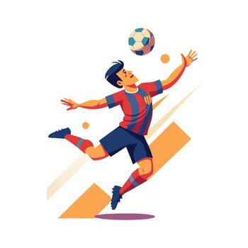 Dynamic Football Player Winning Header in Action vector