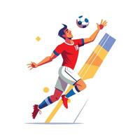 Football Player Winning Header in Competitive Match vector