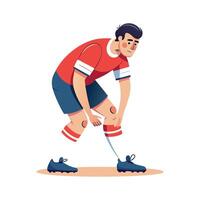 Focused Football Player Fixing Shin Guards vector