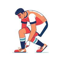Dynamic Player Fixing Socks and Shin Guards Icon vector